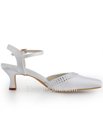 Elegantpark Satin Square Toe Chunky Heel Rhinestones Bridal Shoes With Buckle (EP11033)