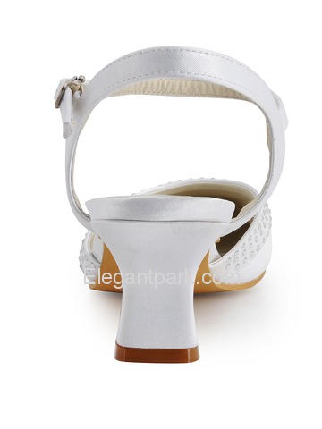 Elegantpark Satin Square Toe Chunky Heel Rhinestones Bridal Shoes With Buckle (EP11033)
