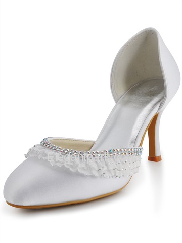 Elegantpark Satin Closed Toe Stiletto Heel/Pumps Rhinestones Bridal Shoes (EP11036)