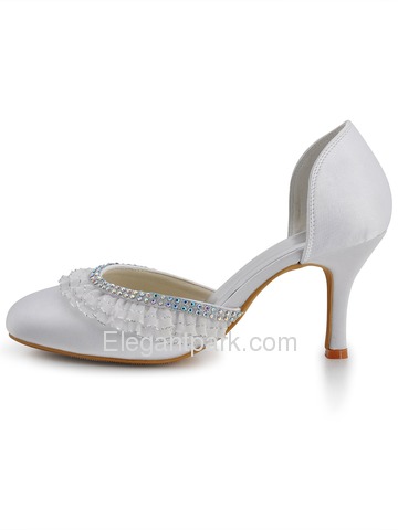 Elegantpark Satin Closed Toe Stiletto Heel/Pumps Rhinestones Bridal Shoes (EP11036)