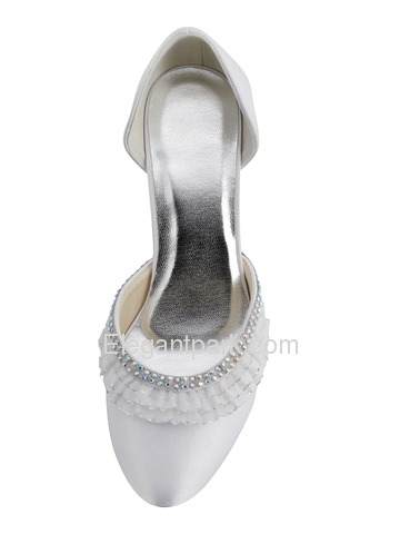 Elegantpark Satin Closed Toe Stiletto Heel/Pumps Rhinestones Bridal Shoes (EP11036)