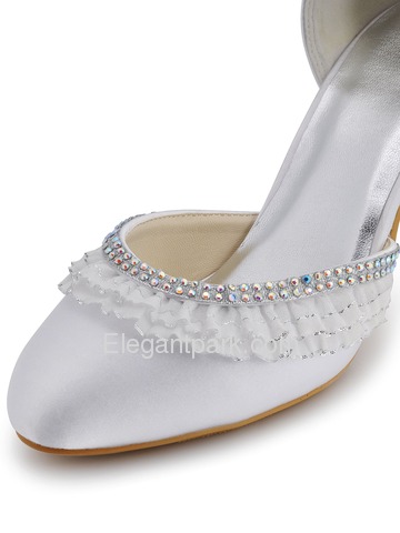 Elegantpark Satin Closed Toe Stiletto Heel/Pumps Rhinestones Bridal Shoes (EP11036)