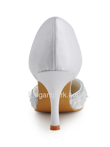 Elegantpark Satin Closed Toe Stiletto Heel/Pumps Rhinestones Bridal Shoes (EP11036)