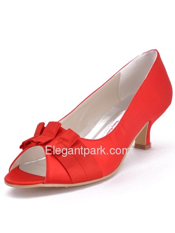 Elegantpark Peep Toe Satin Spool Heel Wedding Bridal Shoes (More Colors Available) (EL10006)