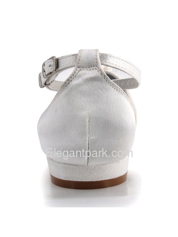 Satin Pumps Round Low Heel Pearl Buckle Ribbon Tie Modern Wedding Bridal Shoes (A711L)