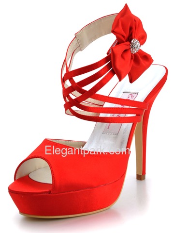 Elegantpark Blue Peep Toe Platform Flower Satin Wedding Evening Party Sandals (EP2031-PF)