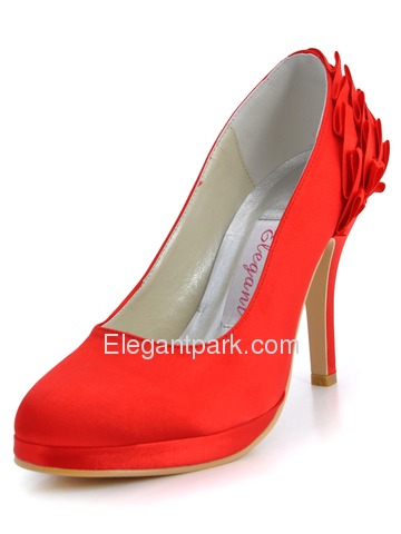 Elegantpark Red Satin Pointy Toes Stiletto Heel Party Shoes (EP11006-PF)