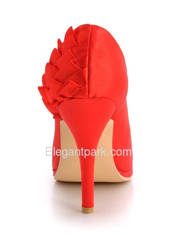 Elegantpark Red Satin Pointy Toes Stiletto Heel Party Shoes (EP11006-PF)