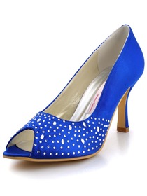 Elegantpark Peep Toe Satin Pumps Shoes With Beading