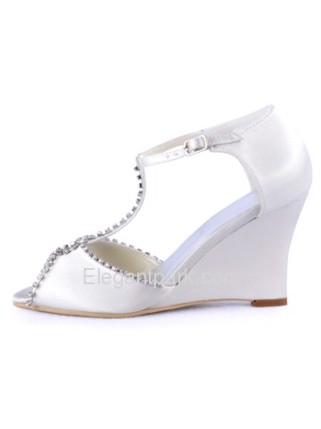 Elegantpark Stylish Satin Open Toe Wedge Heel Evening Shoes (MC-032)