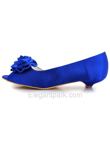 Elegantpark Peep Toe Flower Low Heel Satin Wedding Bridal Shoes (WM-007)