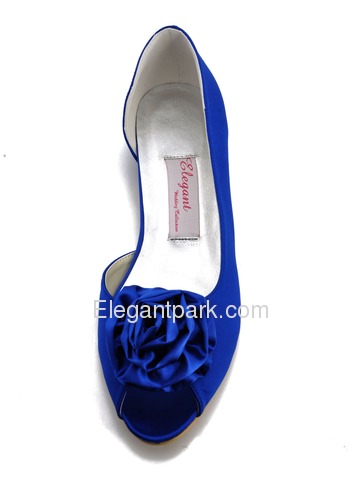 Elegantpark Peep Toe Flower Low Heel Satin Wedding Bridal Shoes (WM-007)