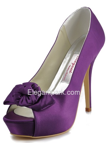 Elegantpark Peep Toe Stiletto Heel Flower Satin Bridal Shoes With Inside Platform (EP11091-IP)