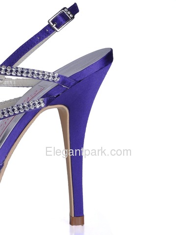 Elegantpark Purple Peep Toe Stiletto Heel Satin Flower Rhinestones Evening Party Shoes (EP41002-PF)