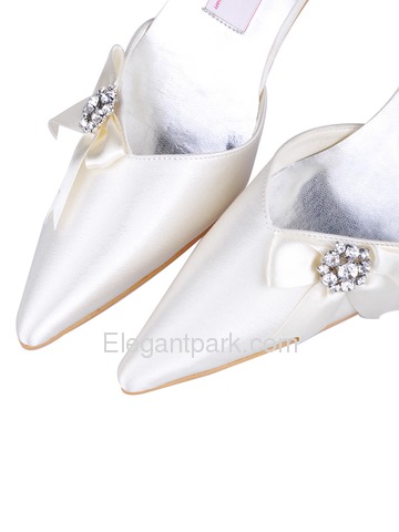 Elegantpark Satin Pointy Toe Spool Heel Wedding Bridal & Evening Shoe (A0509)