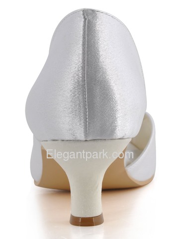 Elegantpark White Peep Toe Chunky Heel Satin Beading Evening & Party Shoes (AC416)