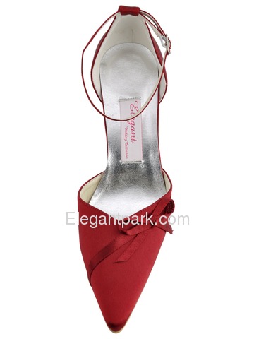 Elegantpark Satin Upper Pointy Toes Stiletto Heel Bowknot Elegant Evening Shoes (AF006A)