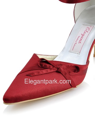 Elegantpark Satin Upper Pointy Toes Stiletto Heel Bowknot Elegant Evening Shoes (AF006A)