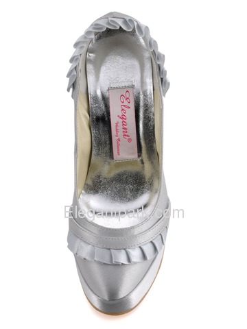 Elegantpark Silver Platforms Satin Stiletto Heel Evening & Party Shoes (EL-041-PF)