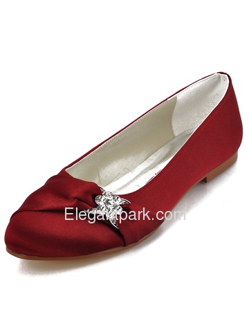 Elegantpark Red Almond Toe Flat Satin Bowknot Wedding Evening & Party Shoes (EP2006)