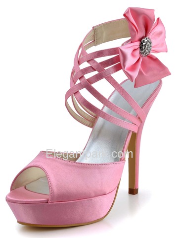 Elegantpark Blue Peep Toe Platform Flower Satin Wedding Evening Party Sandals (EP2031-PF)