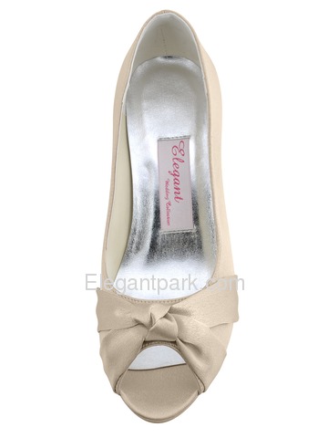 Elegantpark Champagne Elegant Satin Peep Toe Stiletto Heel Bridal Party Shoes (MM-014)