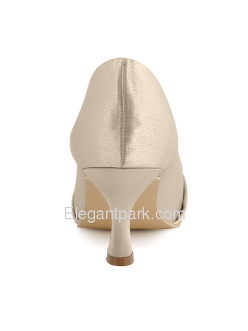 Elegantpark Champagne Elegant Satin Peep Toe Stiletto Heel Bridal Party Shoes (MM-014)