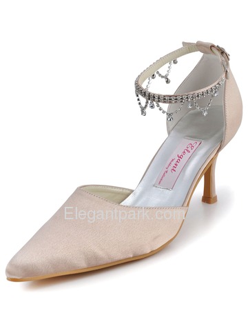 Elegantpark Pointy Toes Strappy Satin Bridal Shoes with More Color Available (MM-023)