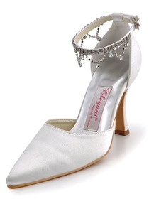Elegantpark Pointy Toes Strappy Satin Bridal Shoes with More Color Available