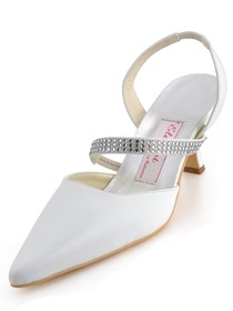 Elegant Satin Upper Stiletto Heel Rhinestones Wedding/Evening Shoes