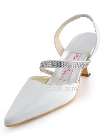 Elegant Satin Upper Stiletto Heel Rhinestones Wedding/Evening Shoes (MC-010D)