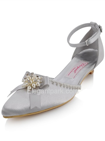 Elegantpark Satin Pointy Toes With Bowknot Wedding Bridal Shoes (WM-018)