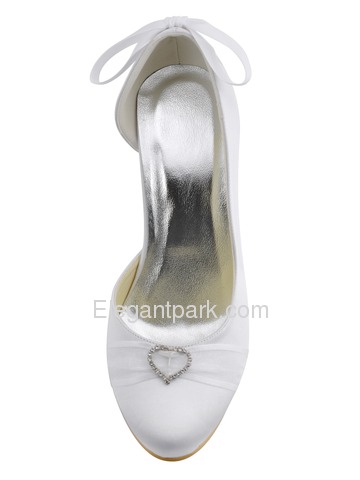 Elegantpark White Round Toes Stiletto Heel Satin Buckle Bridal Prom Shoes (A0617-C)