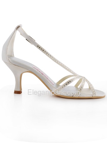 Elegantpark Pumps Rhinestone Buckle Kitten Heel Satin Wedding Bridal Shoes (A0702)