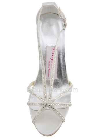 Elegantpark Pumps Rhinestone Buckle Kitten Heel Satin Wedding Bridal Shoes (A0702)