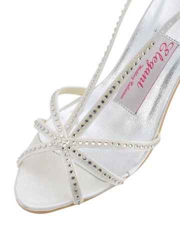 Elegantpark Pumps Rhinestone Buckle Kitten Heel Satin Wedding Bridal Shoes (A0702)