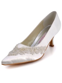 Elegantpark Satin Upper Spool Heel Appliques Wedding/Evening Shoes