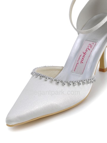 Elegant Satin Pointy Toe Spool Heel Evening Shoe (A825)