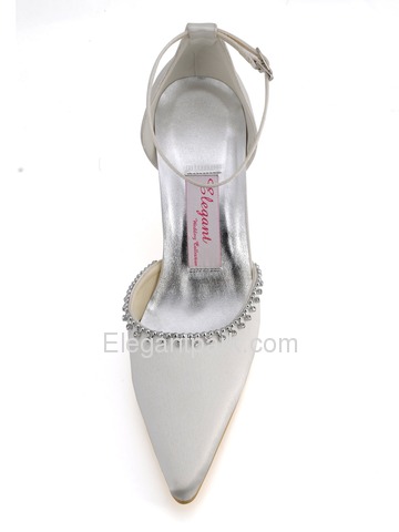 Elegant Satin Pointy Toe Spool Heel Evening Shoe (A825)