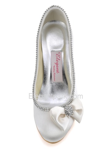 Elegantpark Gorgeous Ivory Satin Pointy Toes Spool Heel Evening Shoe (AJ8960)