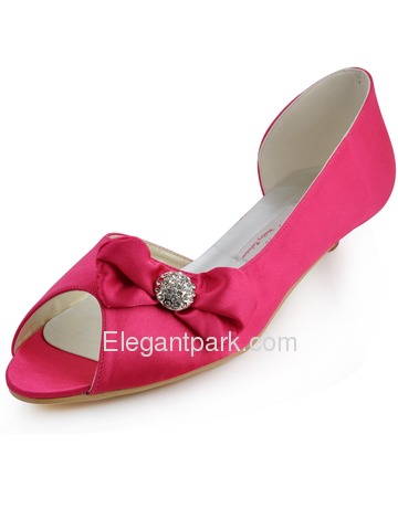 Elegantpark Peep Toe Bowknot Stiletto Heel Satin Shoes (CC60)