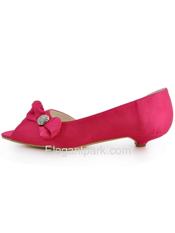 Elegantpark Peep Toe Bowknot Stiletto Heel Satin Shoes (CC60)