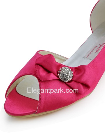 Elegantpark Peep Toe Bowknot Stiletto Heel Satin Shoes (CC60)