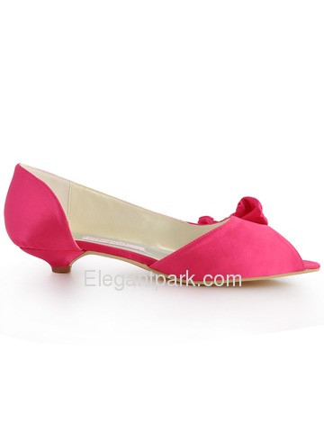 Elegantpark Peep Toe Bowknot Stiletto Heel Satin Shoes (CC60)