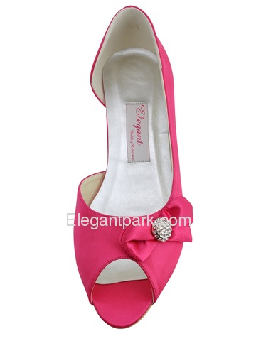 Elegantpark Peep Toe Bowknot Stiletto Heel Satin Shoes (CC60)