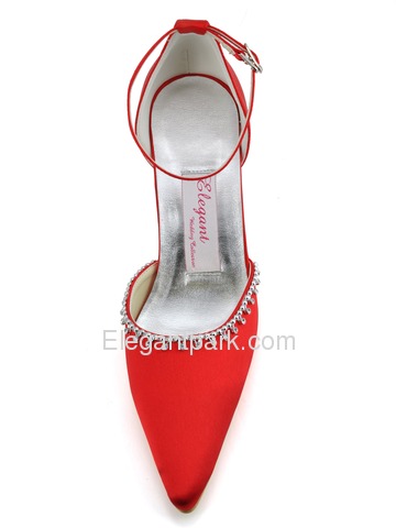 Elegantpark Red Pointy Toes Stiletto Heel Satin Wedding Bridal Shoes (EL-010)