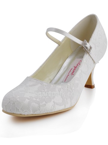Elegantpark Pretty Ivory Round Toes Pumps Lace Wedding Bridal Shoes (EP1085)