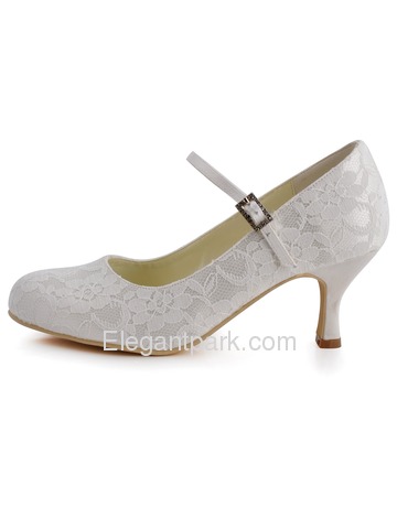 Elegantpark Pretty Ivory Round Toes Pumps Lace Wedding Bridal Shoes (EP1085)