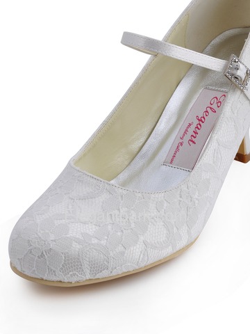 Elegantpark Pretty Ivory Round Toes Pumps Lace Wedding Bridal Shoes (EP1085)