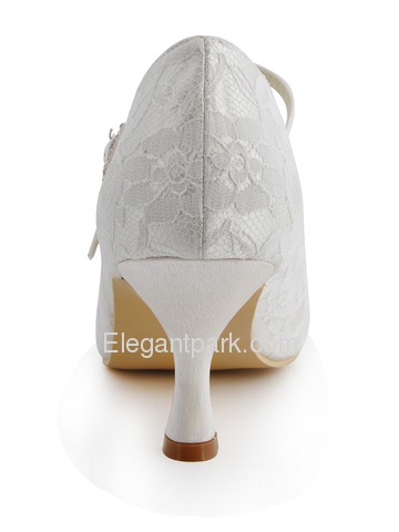 Elegantpark Pretty Ivory Round Toes Pumps Lace Wedding Bridal Shoes (EP1085)